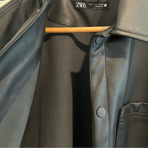 Zara Black Faux Leather Shirt - Picture 3 of 4